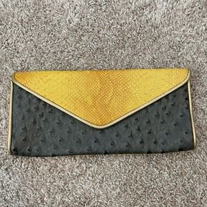 NEW Gray / Yellow Leatherette Clutch